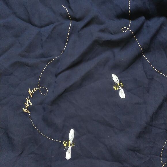 Joules Scarf Womens OS Navy Blue Bee L Lightweight Viscose Rectangle 25x78" New - Picture 4 of 9